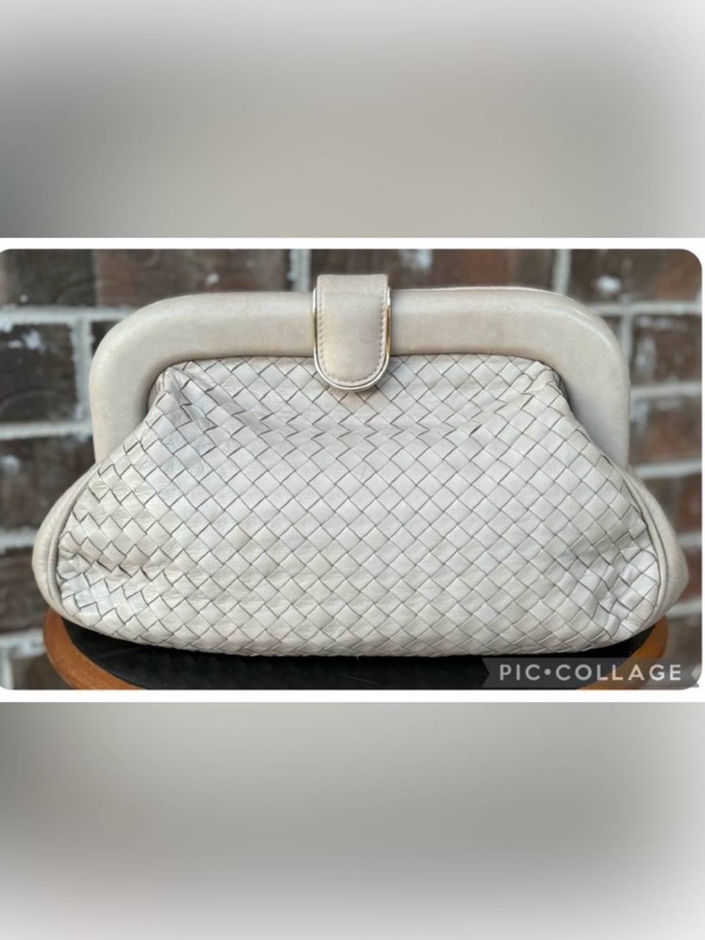 Vintage La Bottega Woven Lambskin Leather Crossbody Clutch Italy